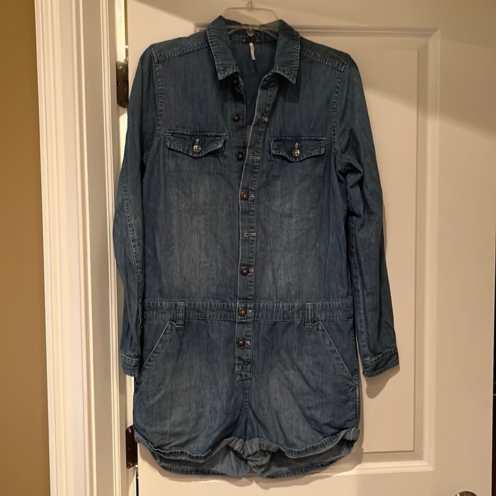 Jean long sleeve romper